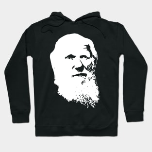 Charles Darwin Black On White Hoodie